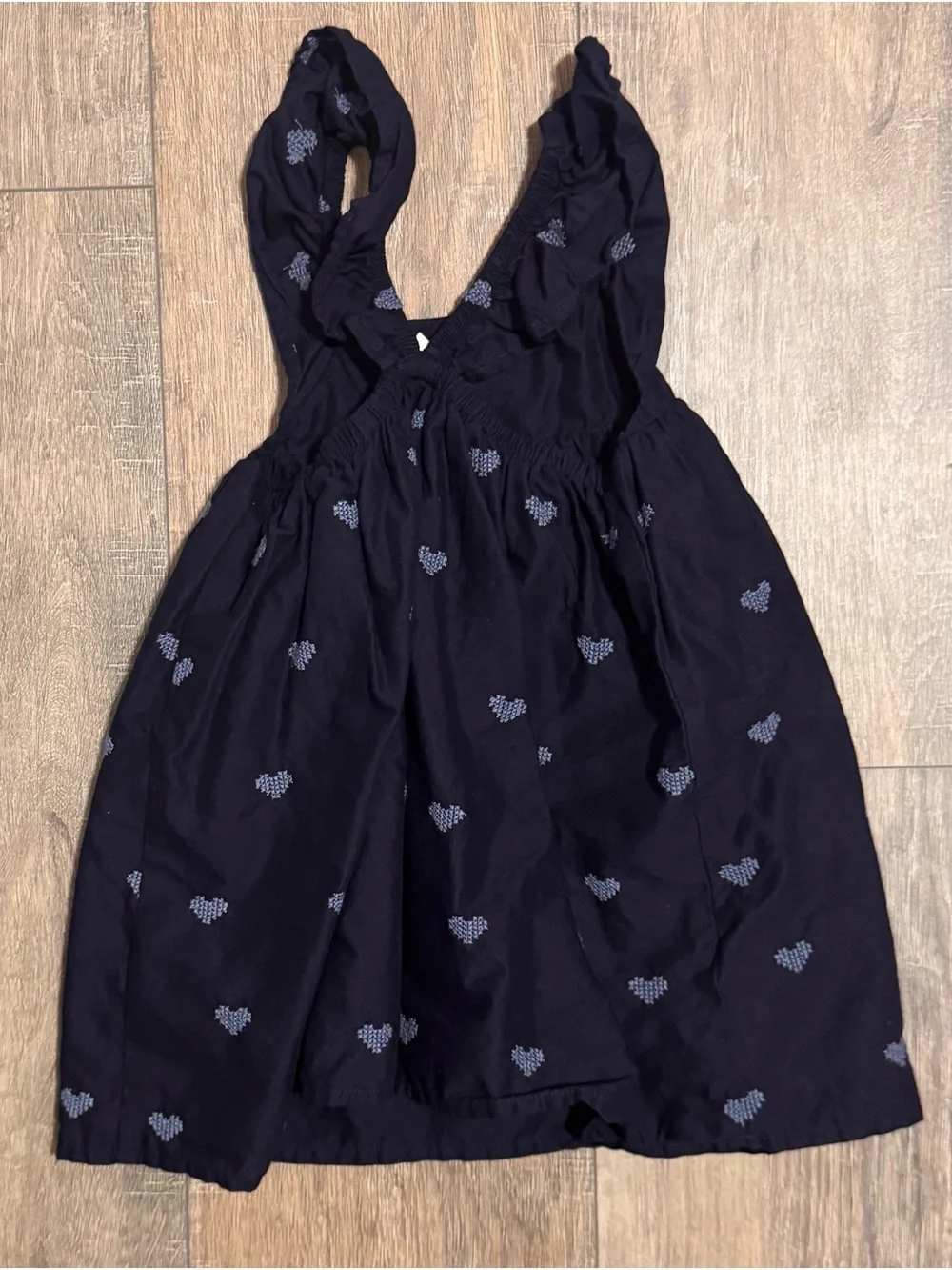 GAP Navy Dress with Light Blue Heart Embroidery